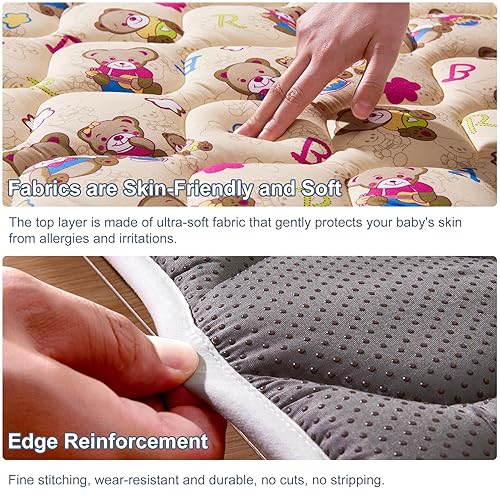 Miniatura 9 de Vibe bear Alfombrilla de juego de esponja de alta densidad para bebés, 36 x 36 pulgadas, gruesa de una sola pieza, tapete de juego cómodo y suave,