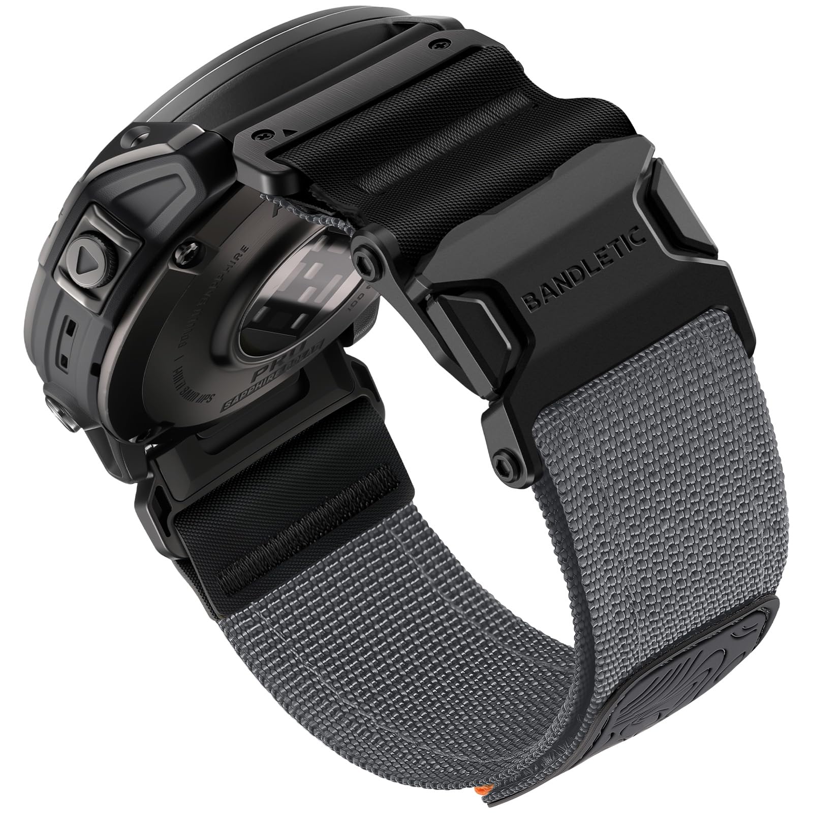 Bandletic 22mm Nylon Armband Kompatibel mit Garmin Quick Fit Fenix 8/E 47mm/Fenix 7/Fenix 7 Pro/Fenix 6 Pro/Fenix 6/Fenix 5/Fenix 5 Plus Forerunner 965/955/945/935/Instinct 2/3/Quatix 8/Epix 2 Pro