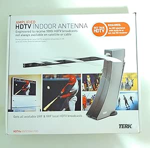 Terk 60 Mile Range High Performance Amplified Indoor HDTV Antenna - Supports UHF, VHF 1080 HDTV Broadcasts for Free