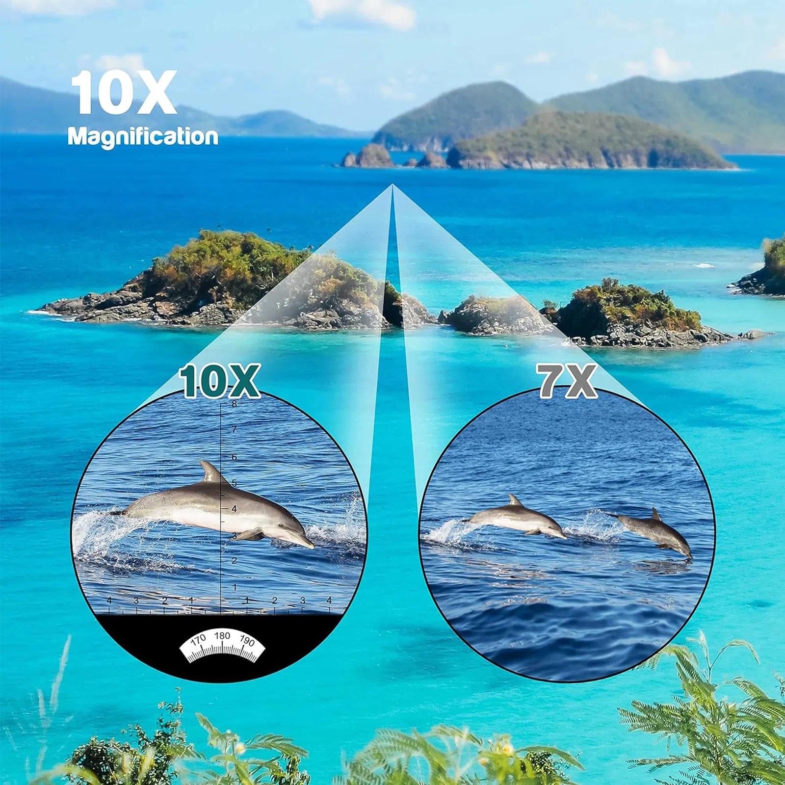 Fernglas mit Kompass, wasserdicht, hohe Vergrößerung, High-Definition-Entfernungsmesser, Nachtsicht, ideal für Outdoor-Aktivitäten, Bootfahren, Angeln und Segeln (Armeegrün, 7 x 50)