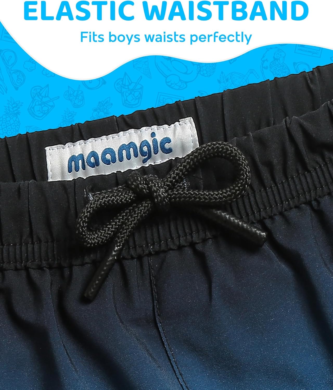 maamgic Boys Swim Trunks with Compression Liner 4-Way Stretch Quick Dry Bathing Suit Toddler Beach Shorts