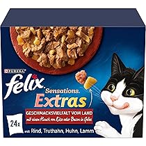 FELIX Sensations Extra, cibo umido per gatti in gelatina, mix di varietà, confezione da 4 (4 x 24 sacchetti da 85 g)