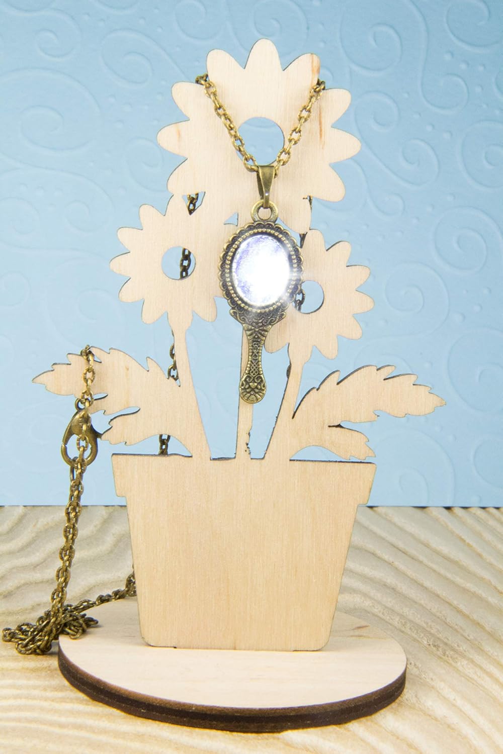 Handmade Mirror Necklace Hand Real View Mirror Fairytale Gift for Girl Bronze Magic Miniature Mirror Pendant Unusual Jewelry Edwardian Necklace Vintage Mirror Necklaces Magical Jewelry for Women - Image 5