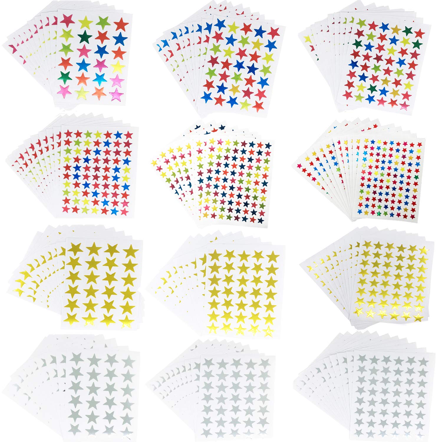 Kenkio 5870 Count Star Stickers Colorful Self-Adhesive Stickers, 120 Sheets