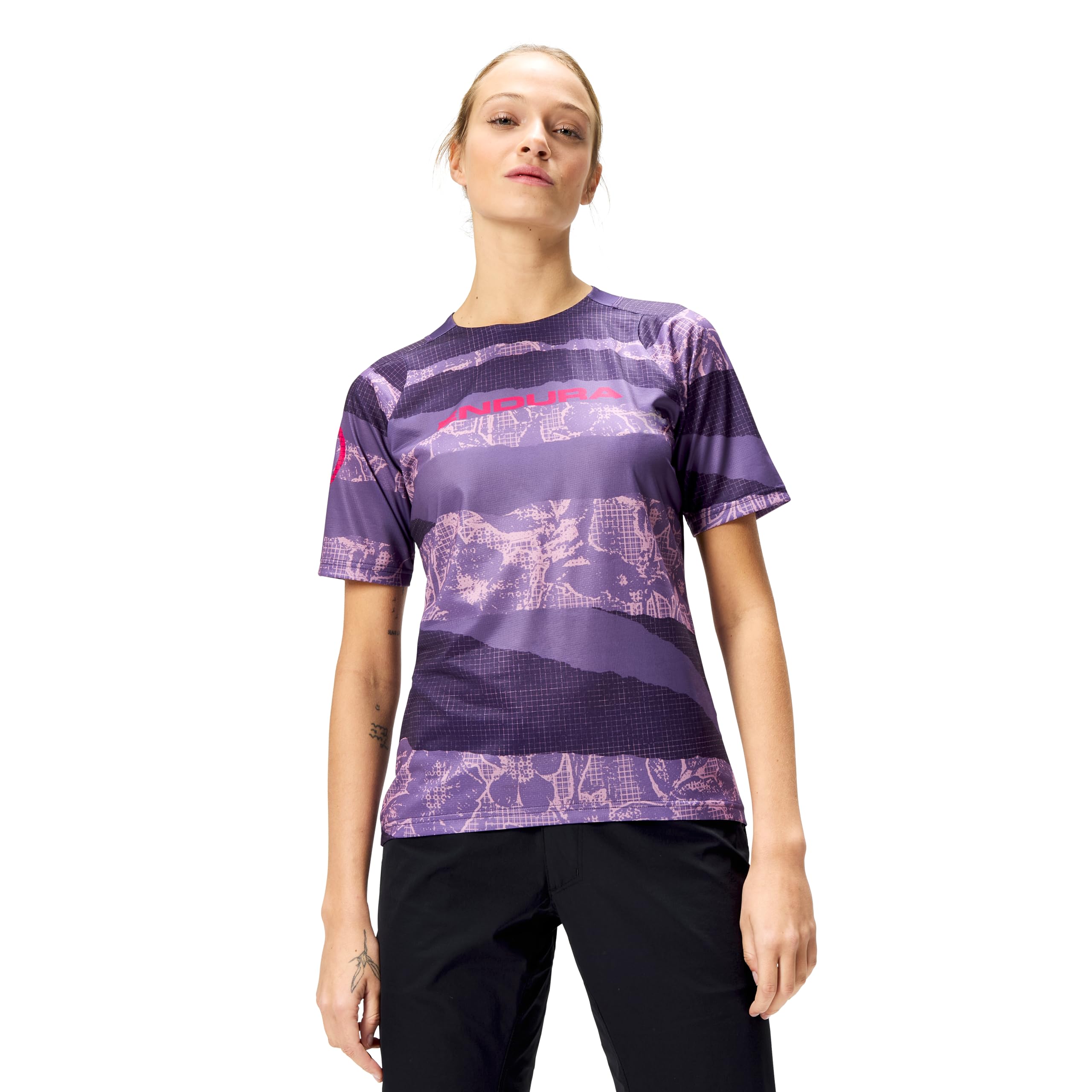 Endura Patchwork Printed Short Sleeve Cycling Tee T-Shirt da Ciclismo a Maniche Corte con Stampa Patchwork Donna