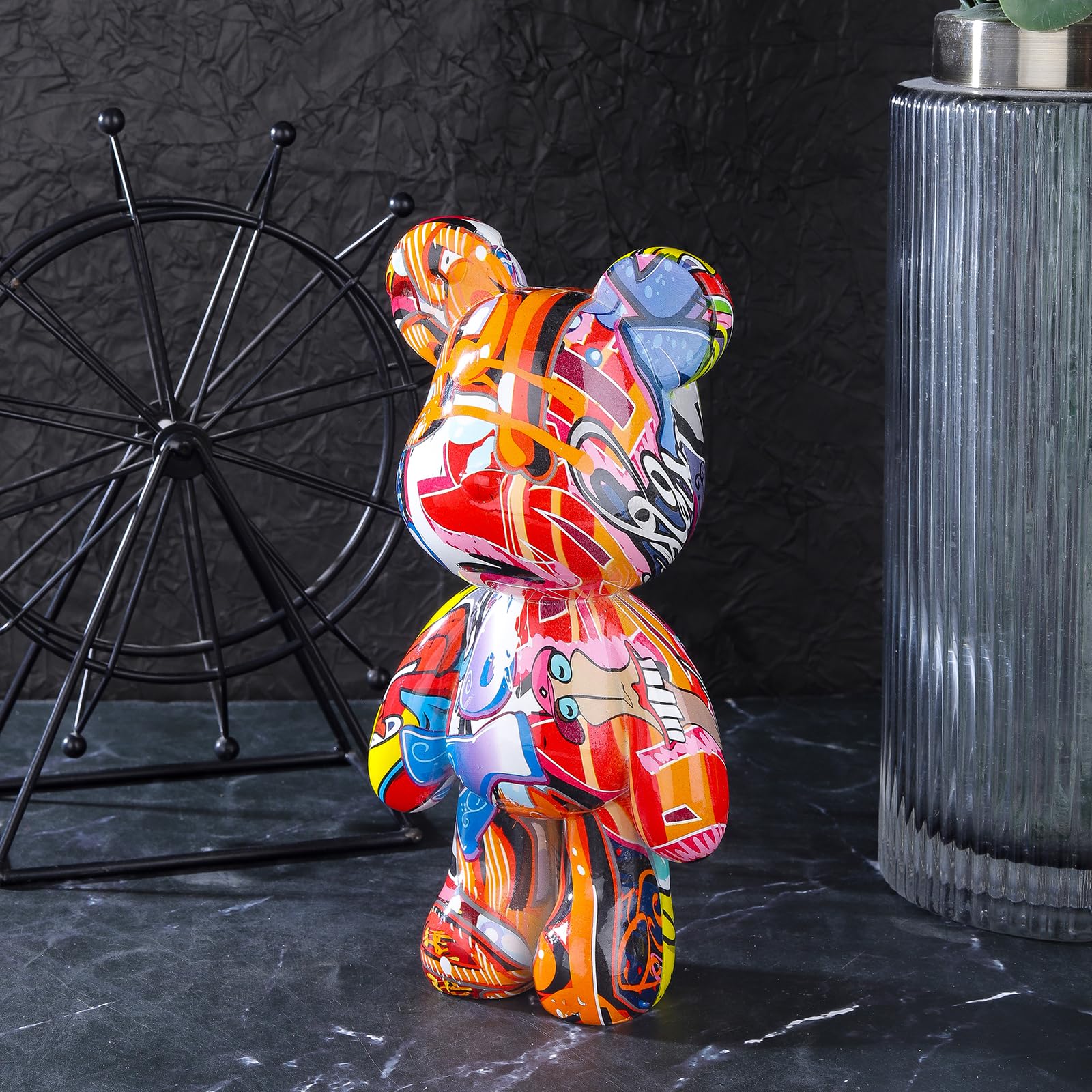 Amazon.com: Bear Statue Resin Graffiti Animal Sculpture for Home 
