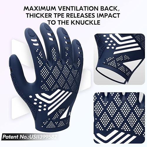 Miniatura 5 de Vgo... NGG X1 - Guantes de utilidad sin costuras, guantes de trabajo de seguridad, guantes mecánicos impactados en los nudillos (talla M, azul