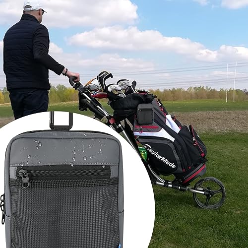 Miniatura 5 de Xxerciz Bolsa para pelotas de golf, múltiples bolsillos con clip, organizador de nailon duradero para teléfono extra, bolas, camisetas, lápices,