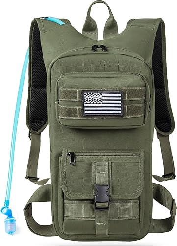 Miniatura 8 de Mochila de hidratación, táctica Molle Water con vejiga de agua de TPU de 2 L, para hombres y mujeres, mochila de agua ligera, paquete de hidratación