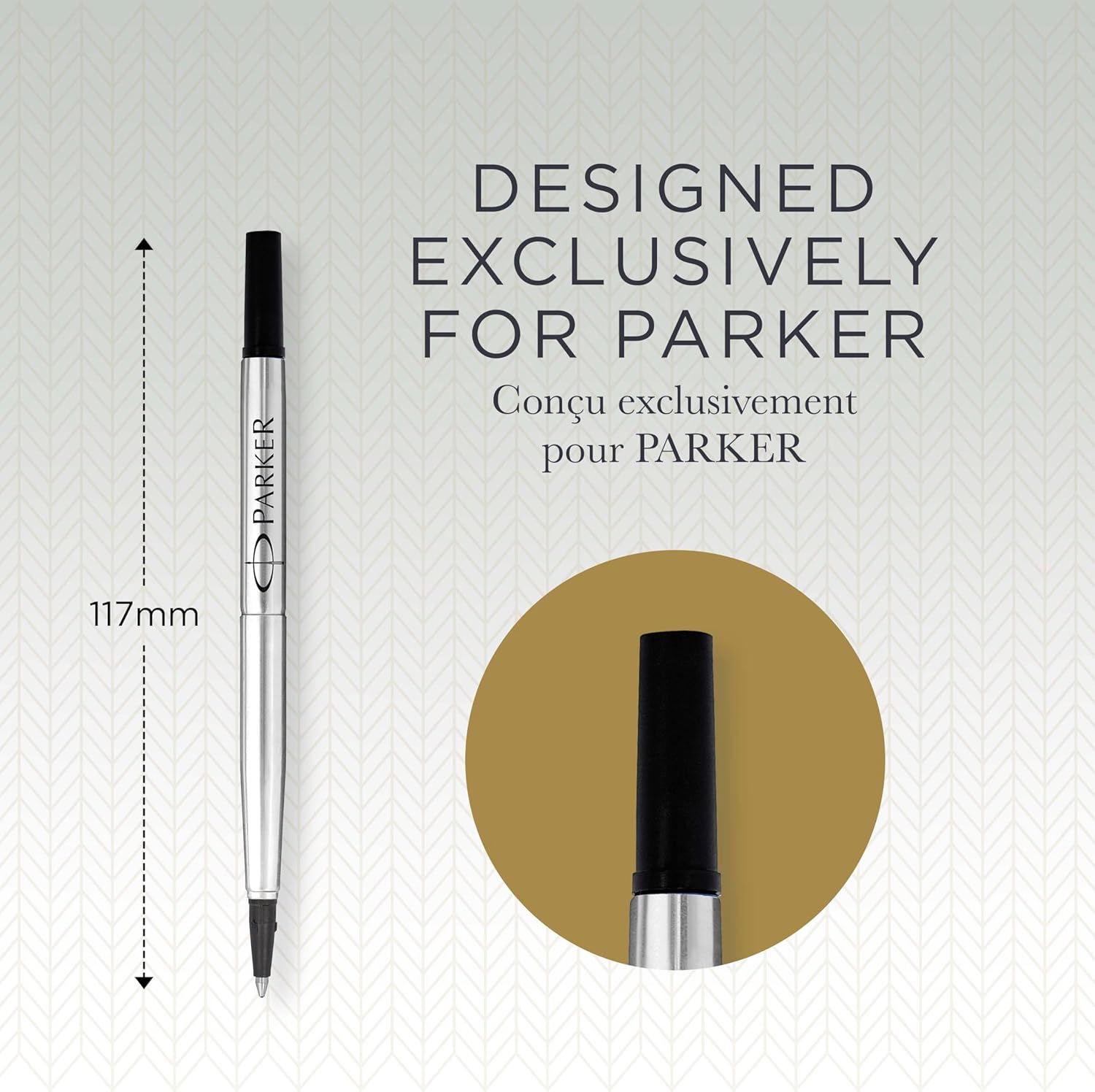 Parker Rollerball Pen Original Quink Ink Refills - 0.7mm Medium Point - Black Ink - Pack of 3