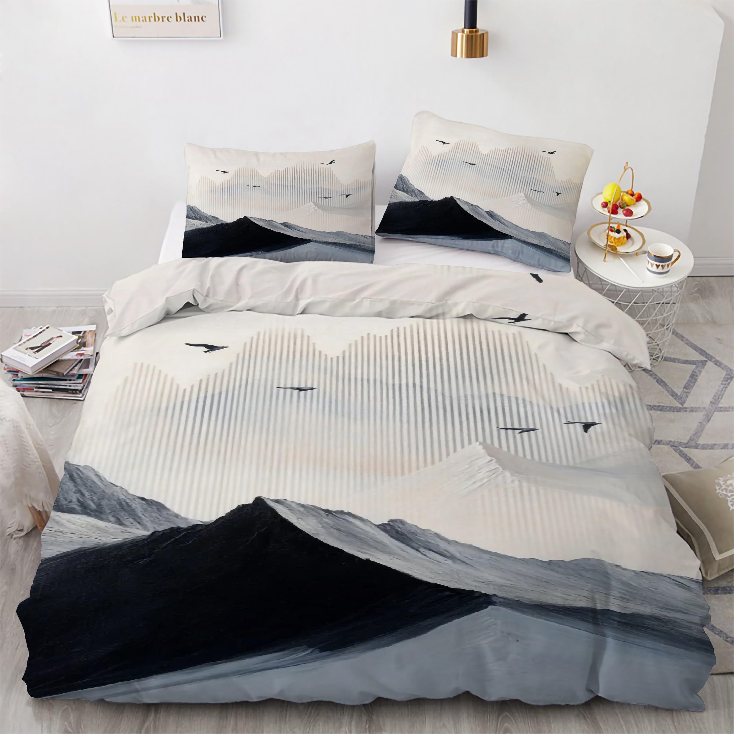 Housse couette en microfibre douce style peinture à l'encre éclat artistique