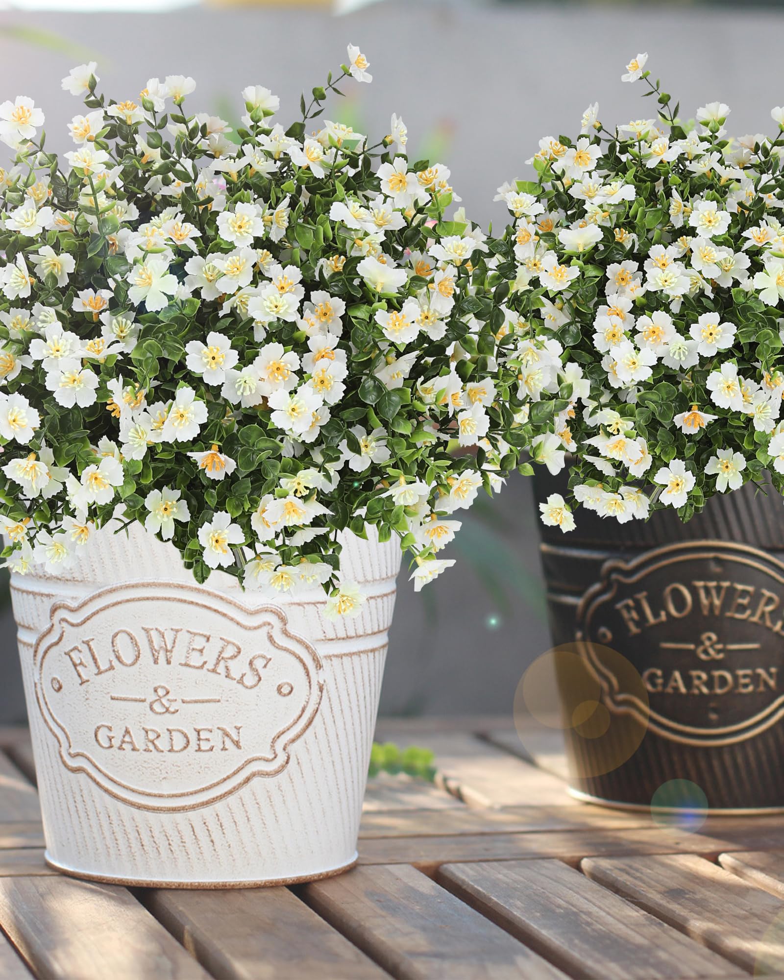 FERLLY Artificial Flowers for Outdoors, 12 Bundles Fake White
