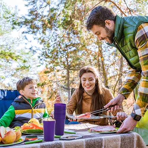 Vista 6 de Fasmov Paquete de 30 vasos de plástico de 16 onzas, vasos de plástico en blanco, reutilizables, para fiestas, eventos, marketing, bodas, color morado