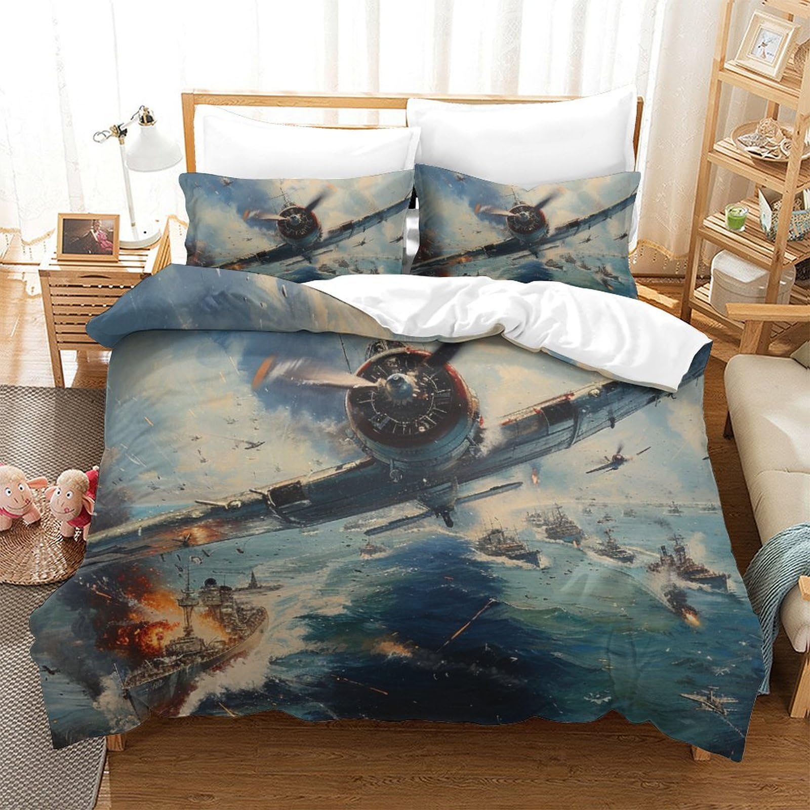 Housse de couette avions de combat en microfibre pour transformer une chambre d'ado