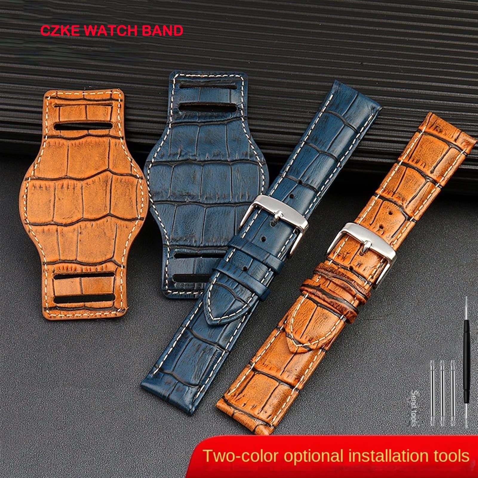 Echtes Leder Uhrengurt 20mm 22 mm Herren Uhrband mit Mattenhandwerken Band handgefertigtes Armband