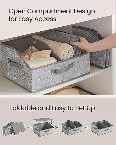 Miniatura 4 de SONGMICS Juego de 6 cestas de almacenamiento, contenedores de almacenamiento plegables con divisores extraíbles, cajas de tela, 15.7 x 11.8 x 7.9