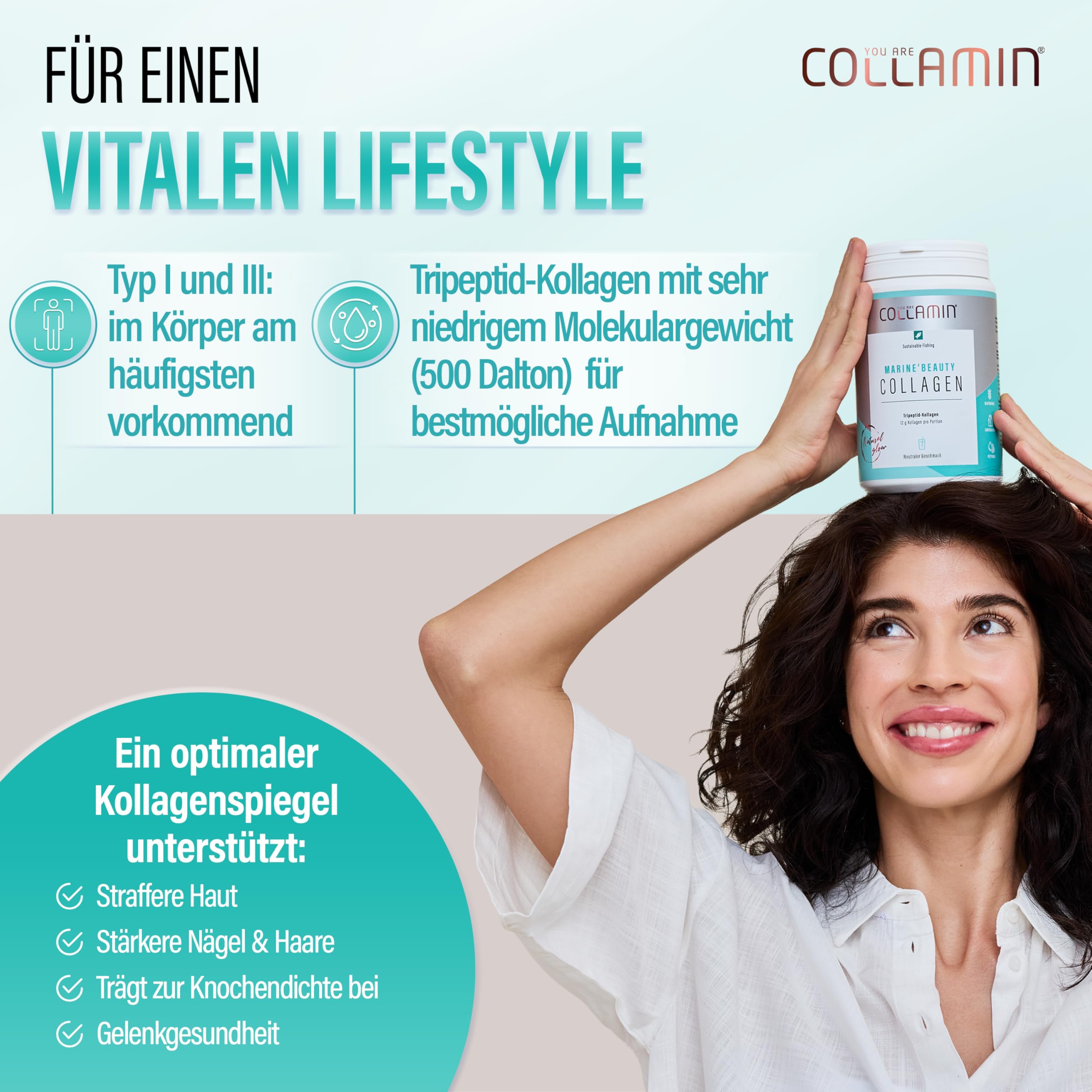 Marine'Beauty Collagen Pulver - 360g I Tripeptid-Kollagen Pulver - Made in Switzerland I 100% reines Meereskollagen aus Kollagenhydrolysat (Fisch) ohne Zusatzstoffe & Nachgeschmack