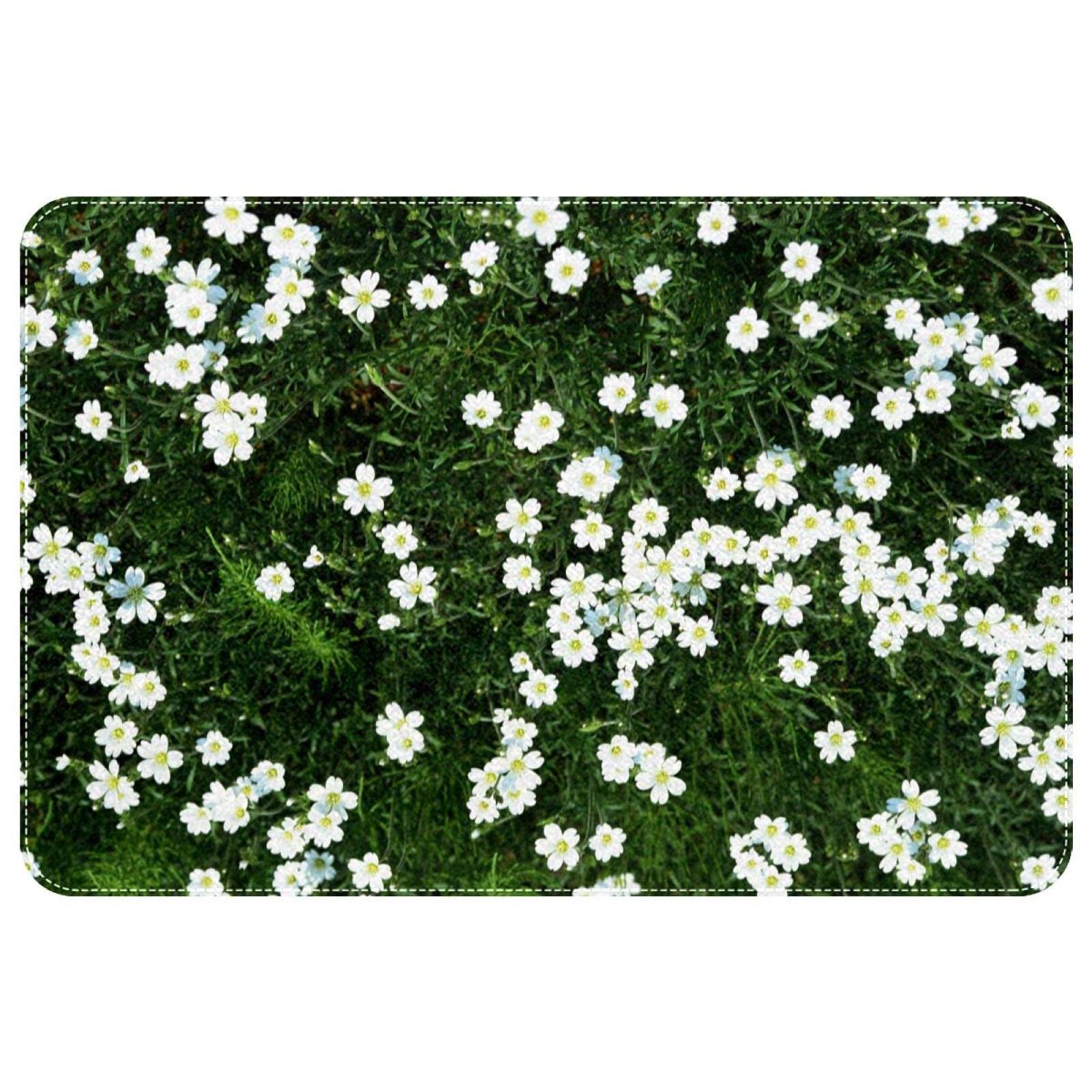 Amazon | 白い花畑 エリアラグ、玄関マット、20x31インチの