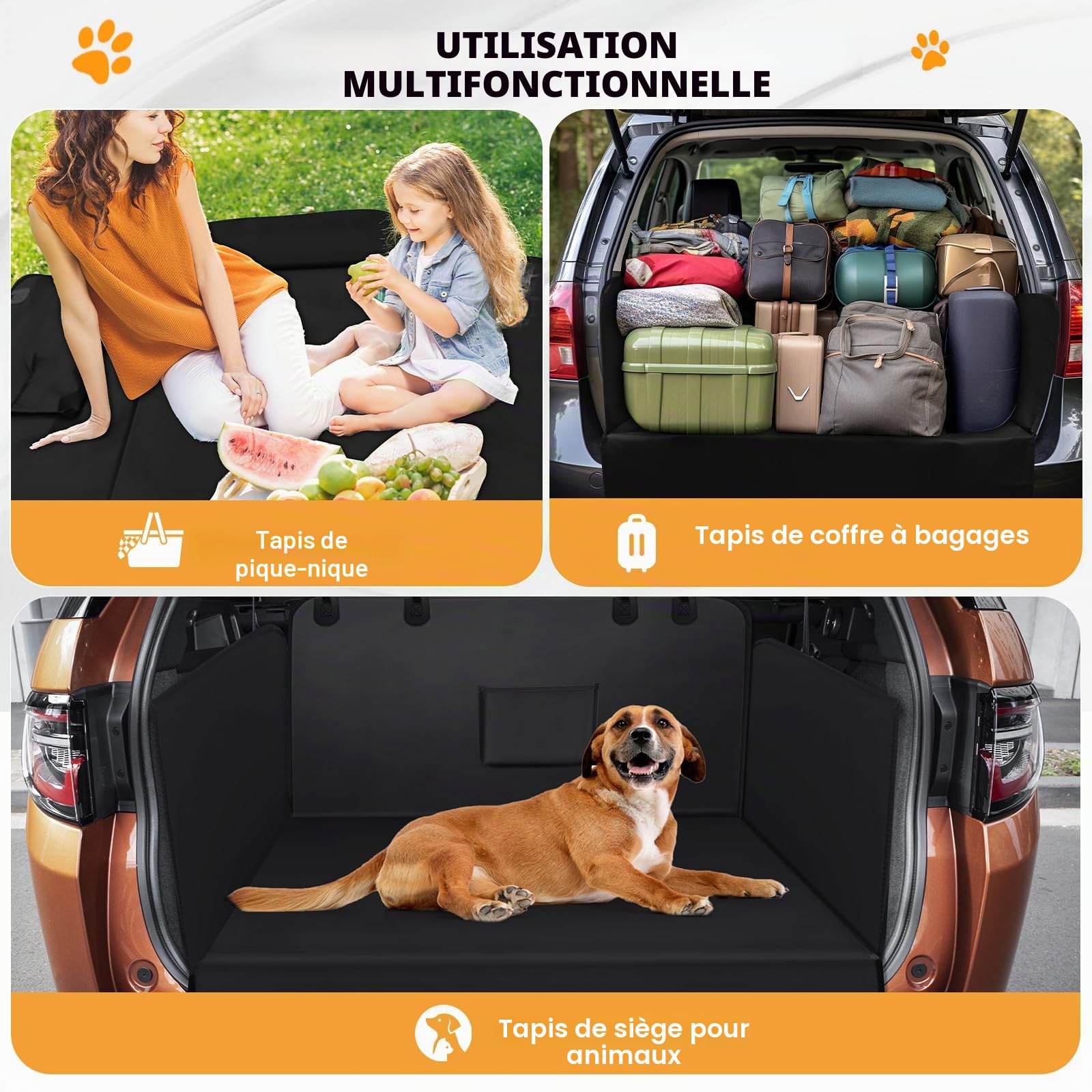 Zanfqvo Protection Coffre Voiture Chien avec Protection latérale - Imperméable Antidérapante Housse de Coffre pour Chien - Universelle Protection Coffre pour Camion, Voiture, SUV