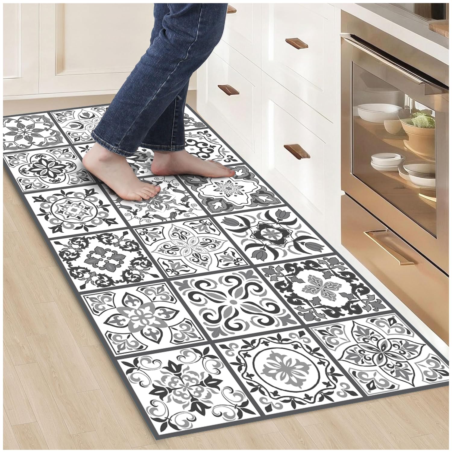 Tapis vinyle hydraulique noir gris 200x80 en caoutchouc éponge et sol PVC