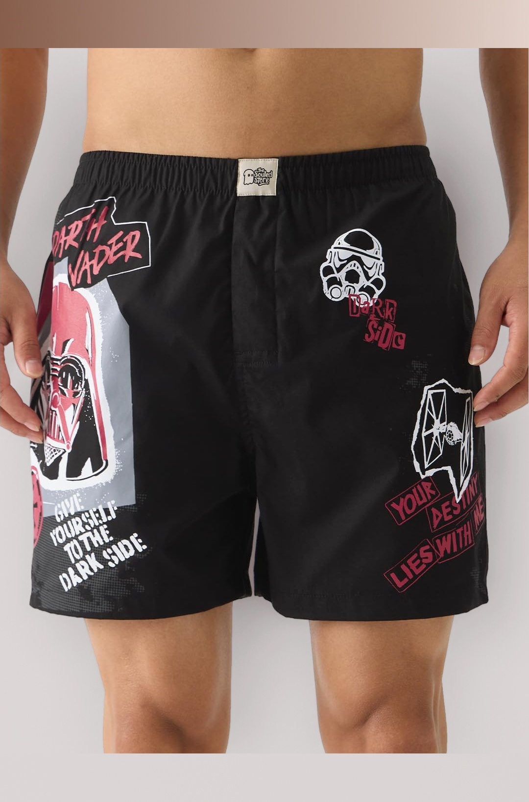 Official Star Wars: Dark Side Men and Boys Pull On Black Graphic Printed Cotton Boxer Shorts