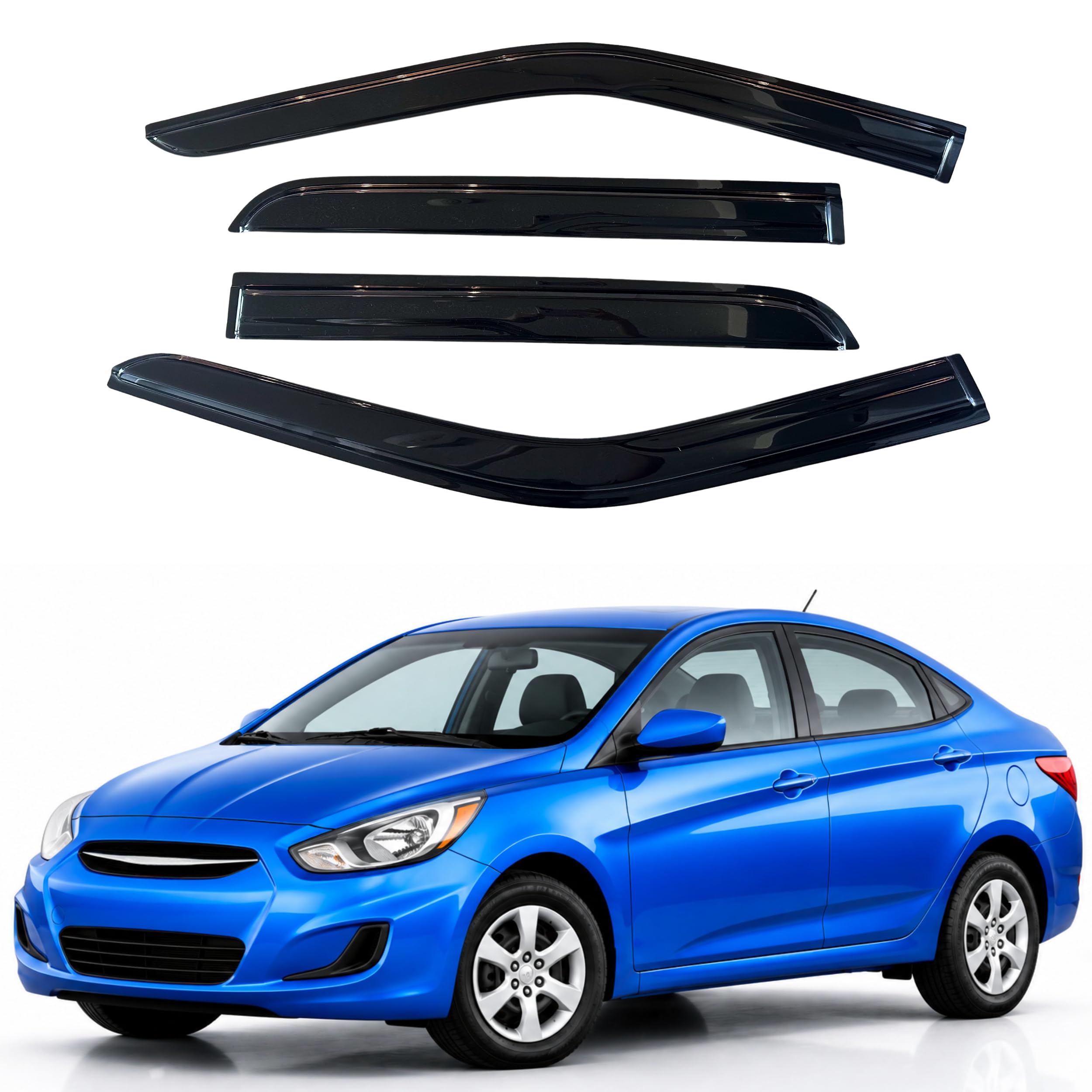 IG Window Visors Fit for 2012-2017 Hyundai Accent, Out-Channel Rain Guards Vent Wind Deflectors 4PC, Car Accessories for 12-17 Accent (Excludes Hatchback)