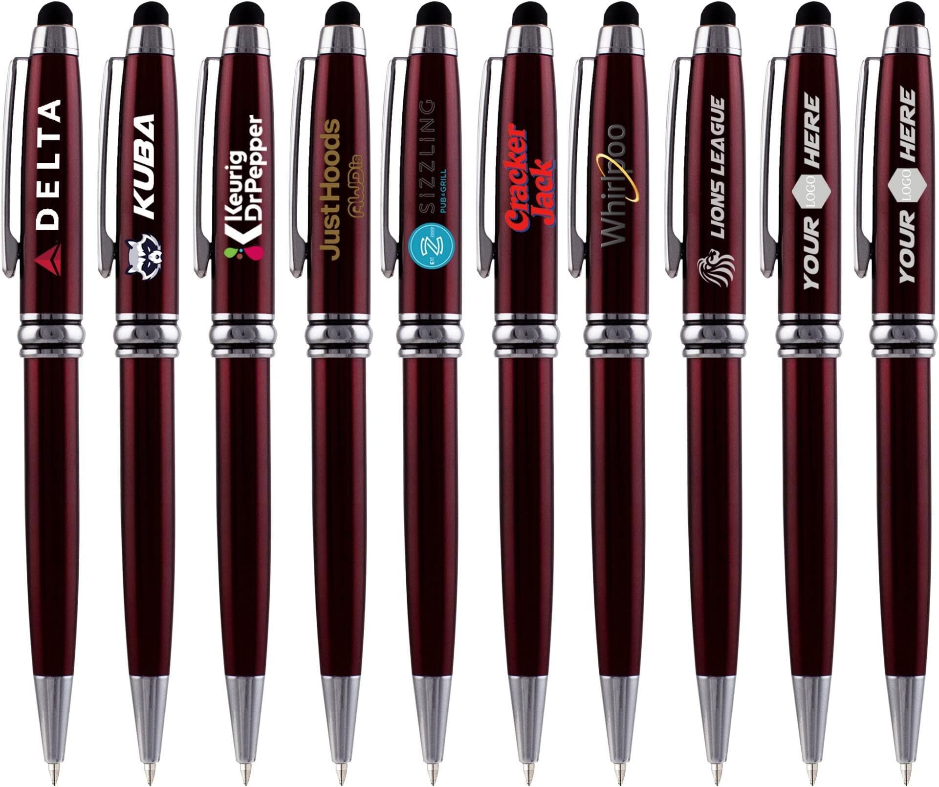 ANCOLOFIS Custom LOGO Pens with Stylus Tip - Beautiful Smooth Writing Pens Black ink refill - Priting with Your Corporate Brand or Company Logo 100 Pens/Pack…