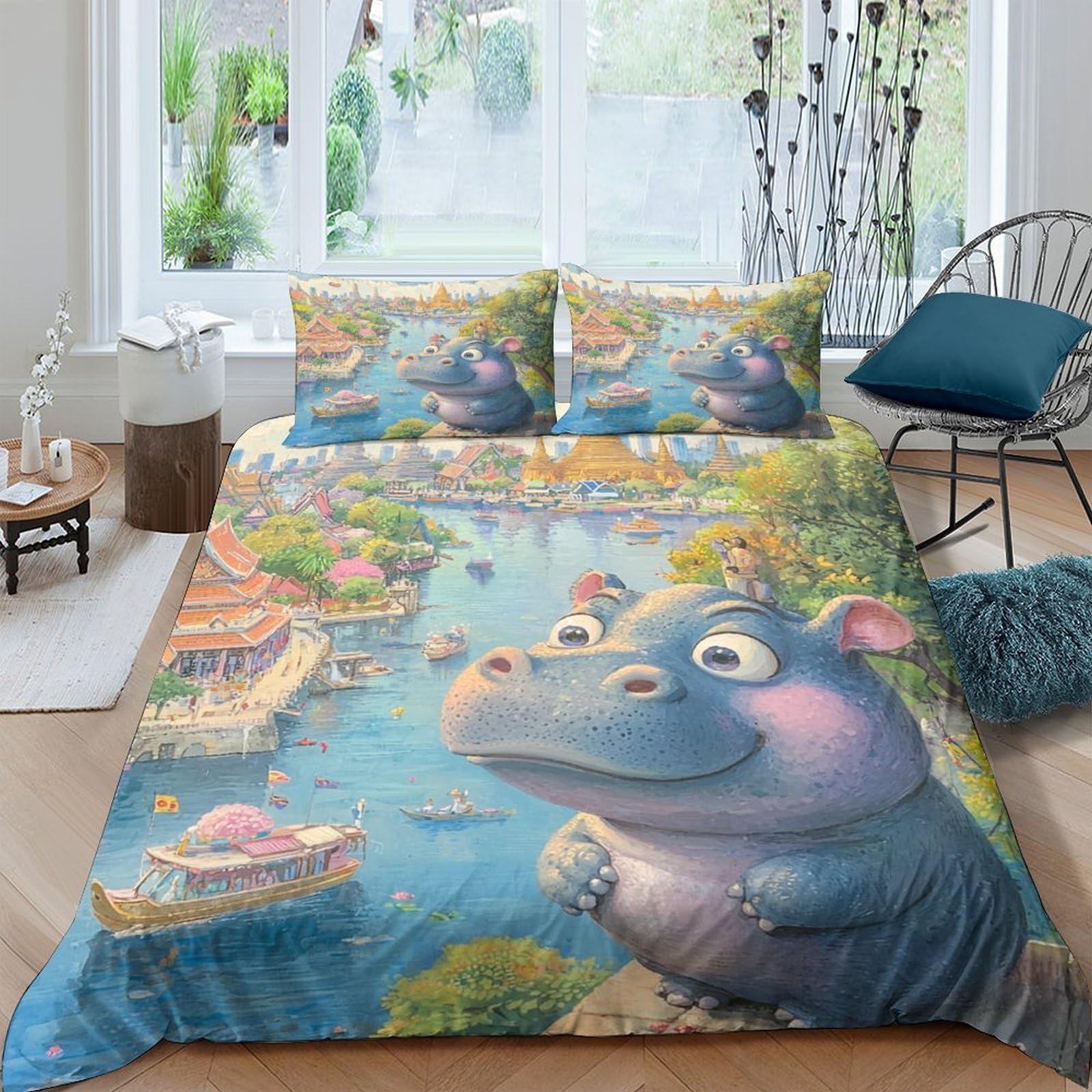 Parure de lit Tour Eiffel 3D housse de couette microfibre douce lit double ado