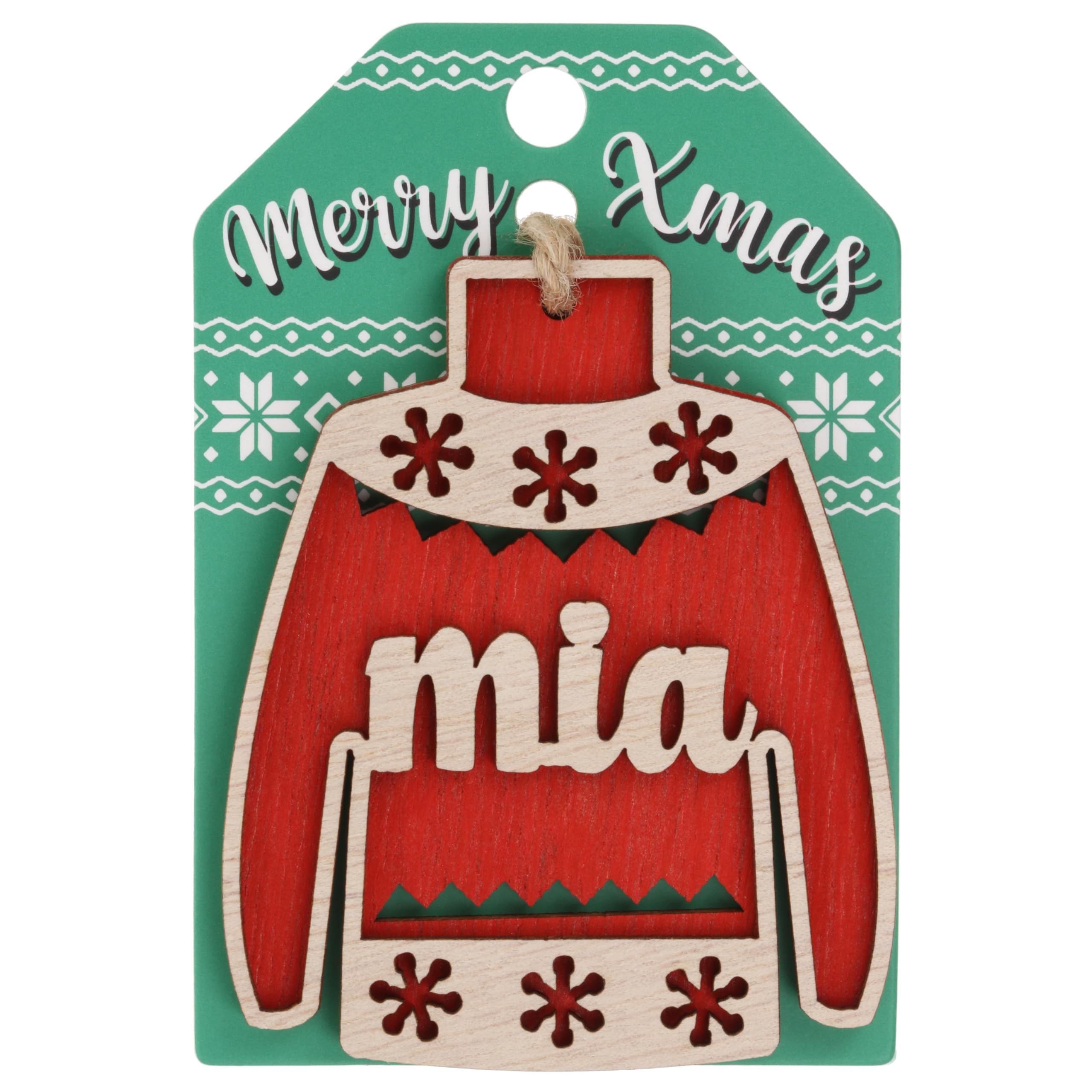 Stands Out, Supplying Outstanding Gifts Mia Name Christmas Jumper Wooden Tree Decoration Personalised Bauble Xmas Red