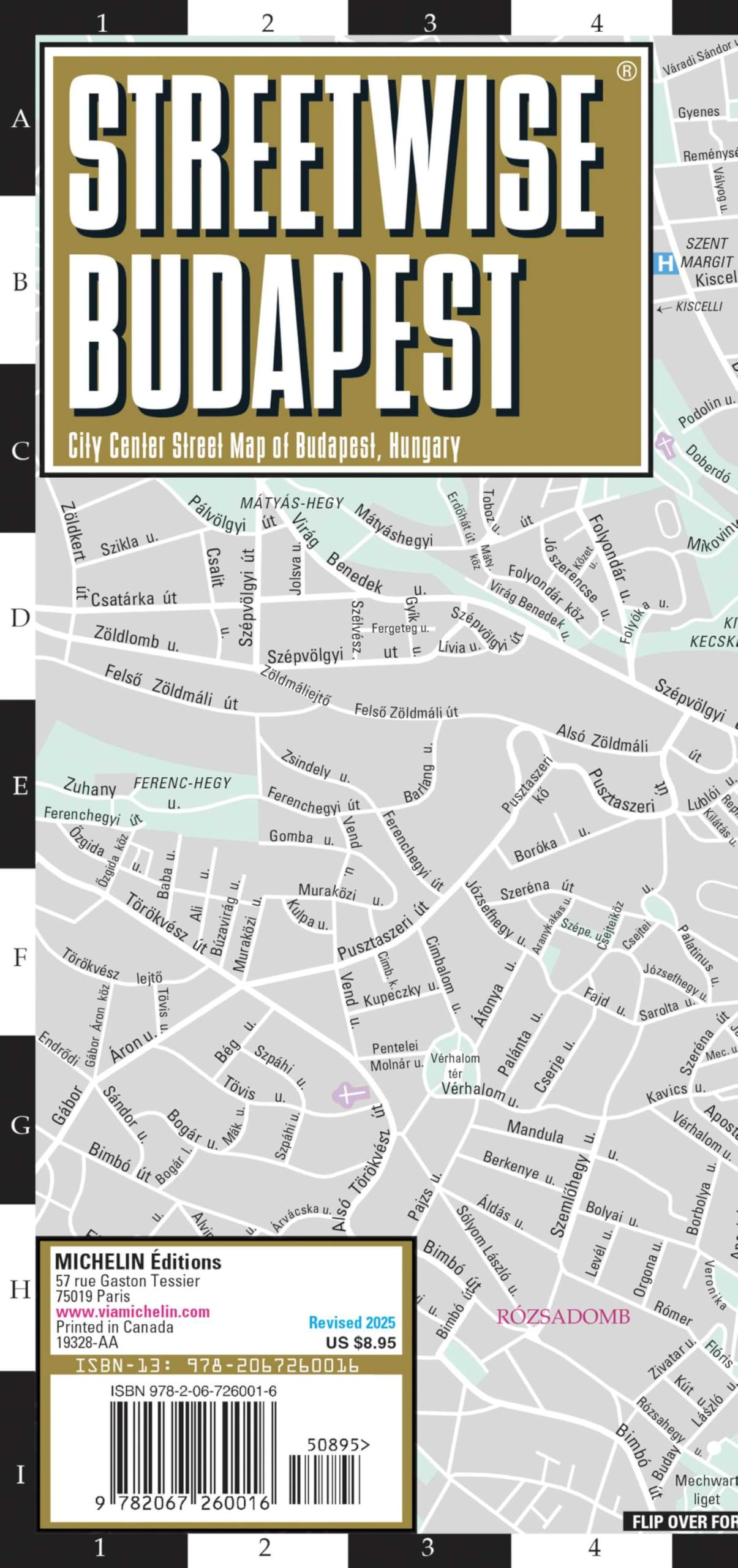 Streetwise Budapest Map - Laminated City Center Street Map of Budapest, Hungary: City Plan (Michelin Maps)