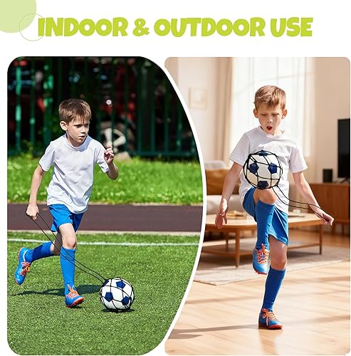 Miniatura 6 de Ayuda de entrenamiento de fútbol, entrenador de patadas de práctica individual con red de retorno, se adapta a pelotas de tamaño 3, 4, 5