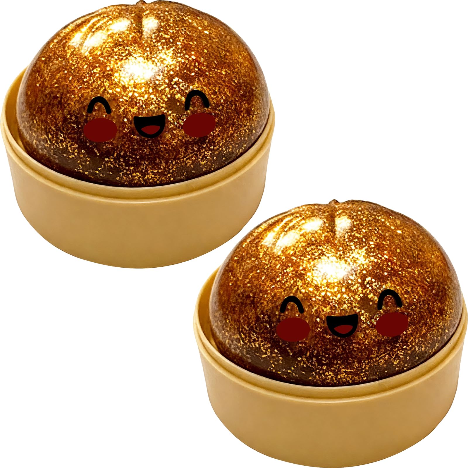 Dumpling Squishy, Glitter Steamed Bun Stress Ball, Soft Squeeze Fidget Toy for Stress and Anxiety Relief, Cute Squishy Toy (2PCS B)