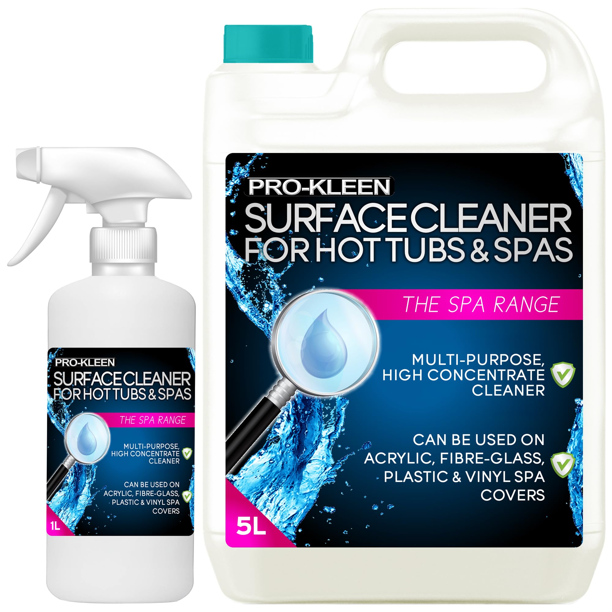 Pro-Kleen Hot Tub & Spa Surface Cleaner Spray - Removes Dirt, Oil & Grease - Suitable for Gold Plate, Brass, Plastic, Acrylic & Fibreglass. (6 Litres)