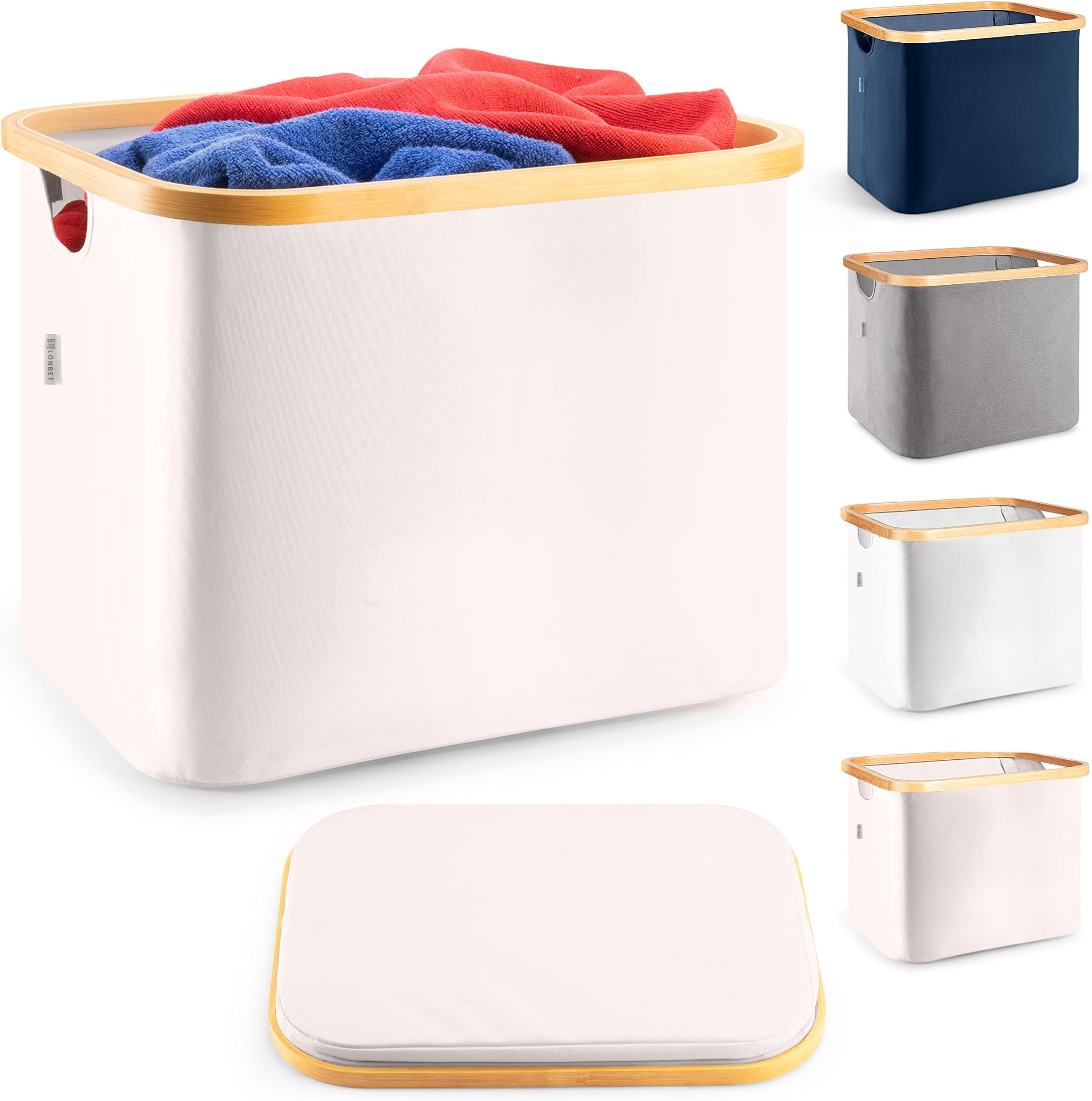 Lonbet Elegant Storage Box Beige - Large and Versatile Laundry Basket - Antibacterial Storage for Bathroom, Clothes, Toys - Bathroom Organiser - 50L