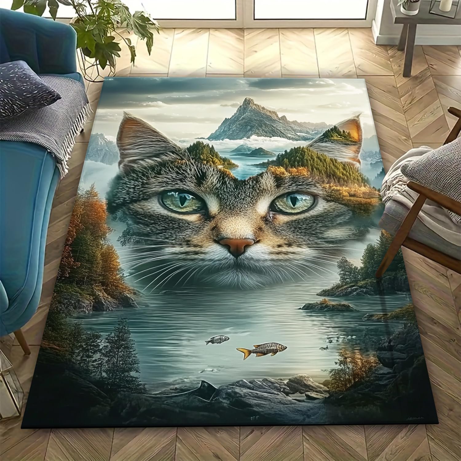 Tapis chat 3D antidérapant et anti-fatigue lavable en machine 160 x 230 cm