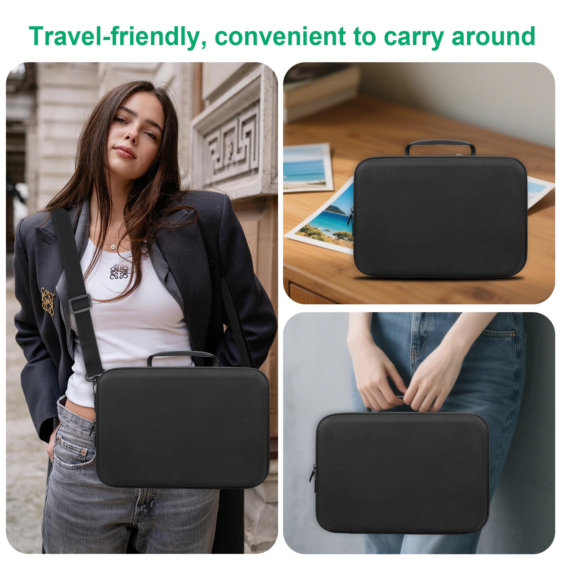 BOVKE Trasporto Custodia per Canon EOS R50/R100/4000D/2000D/250D/R10/R7/Rebel T7, Custodia per Sony Alpha 7 III/A7R IV, NiKon D3500/D7500, Spazio per Obiettivo, Trapalla con 5 Divisori, Nero
