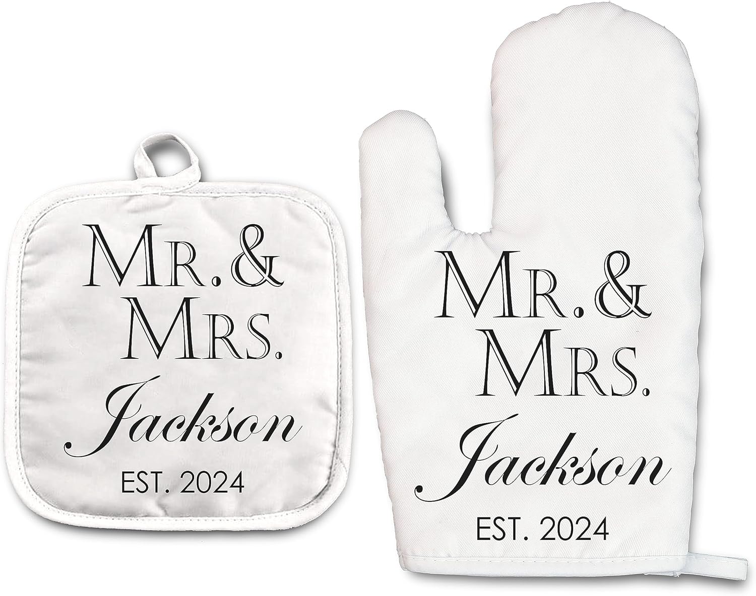 Personalized Oven Mitt & Pot Holder Set | Personalized Kitchen Gifts | Housewarming, Wedding Gift - The Edwards