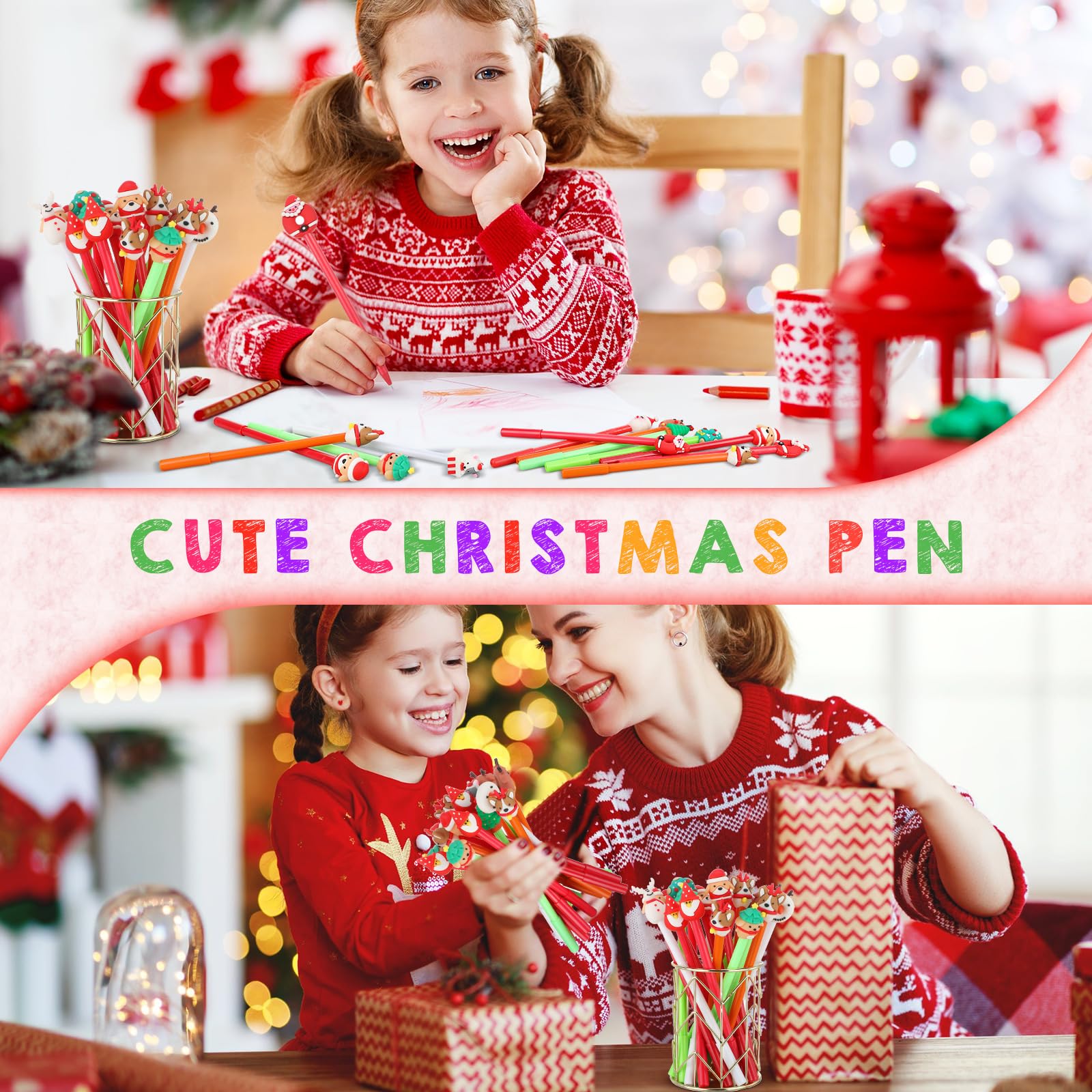 140 Pieces Christmas Pens Christmas Cartoon Gel Ink Kawaii Stationary
