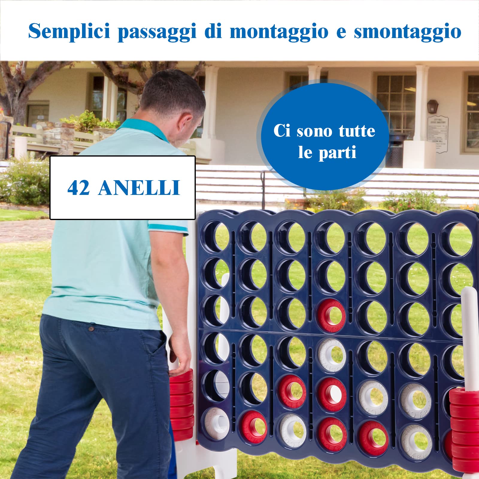 COSTWAY Forza 4 Gigante per Bambini e Adulti, Set Forza 4 per Interni ed Esterni, Gioco Familiare per Feste e Vacanze, 120 x 42 x 104 cm