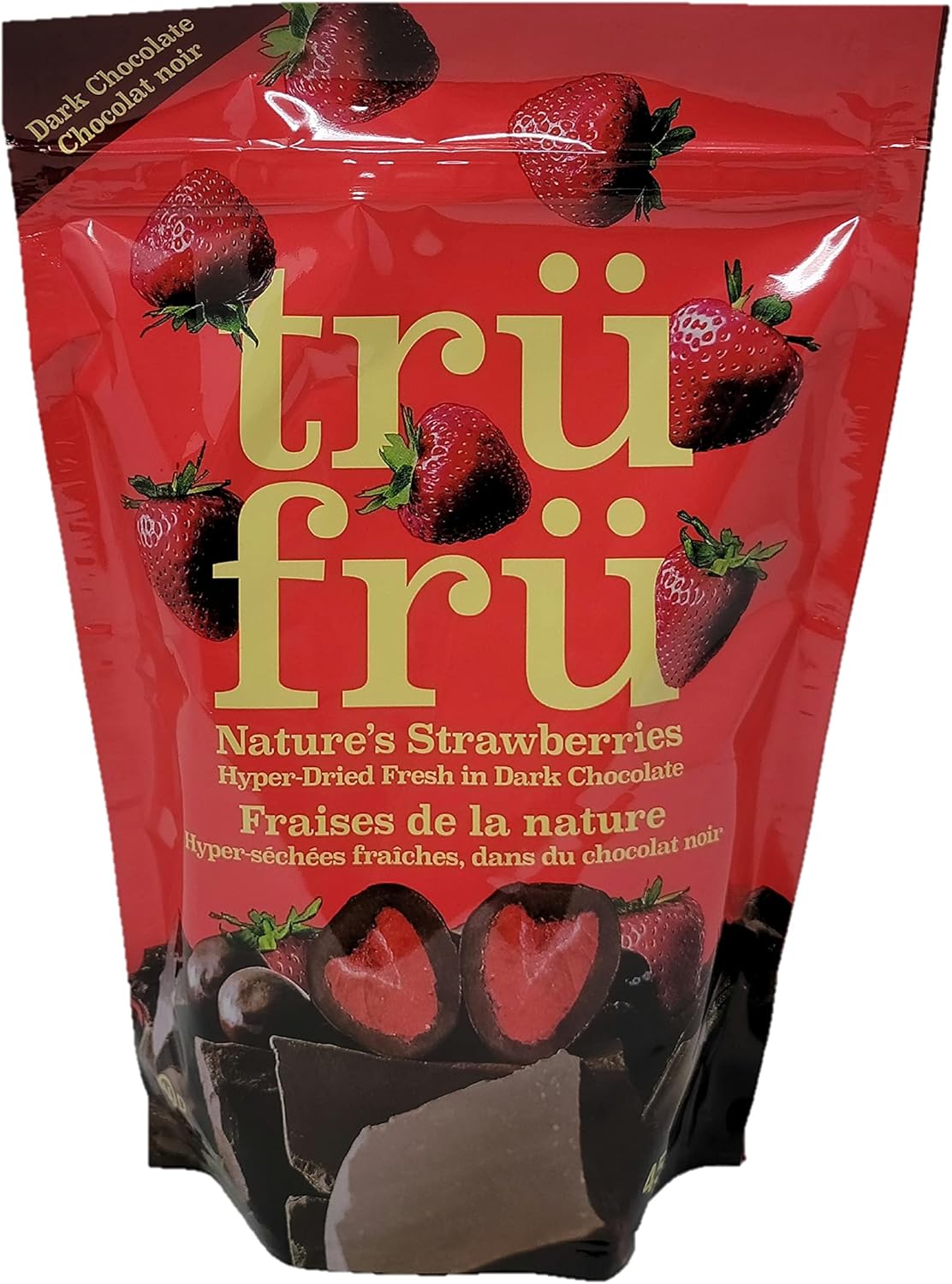 tru fru Nature's Fresh Strawberries Picked Ripe Immersed in Dark