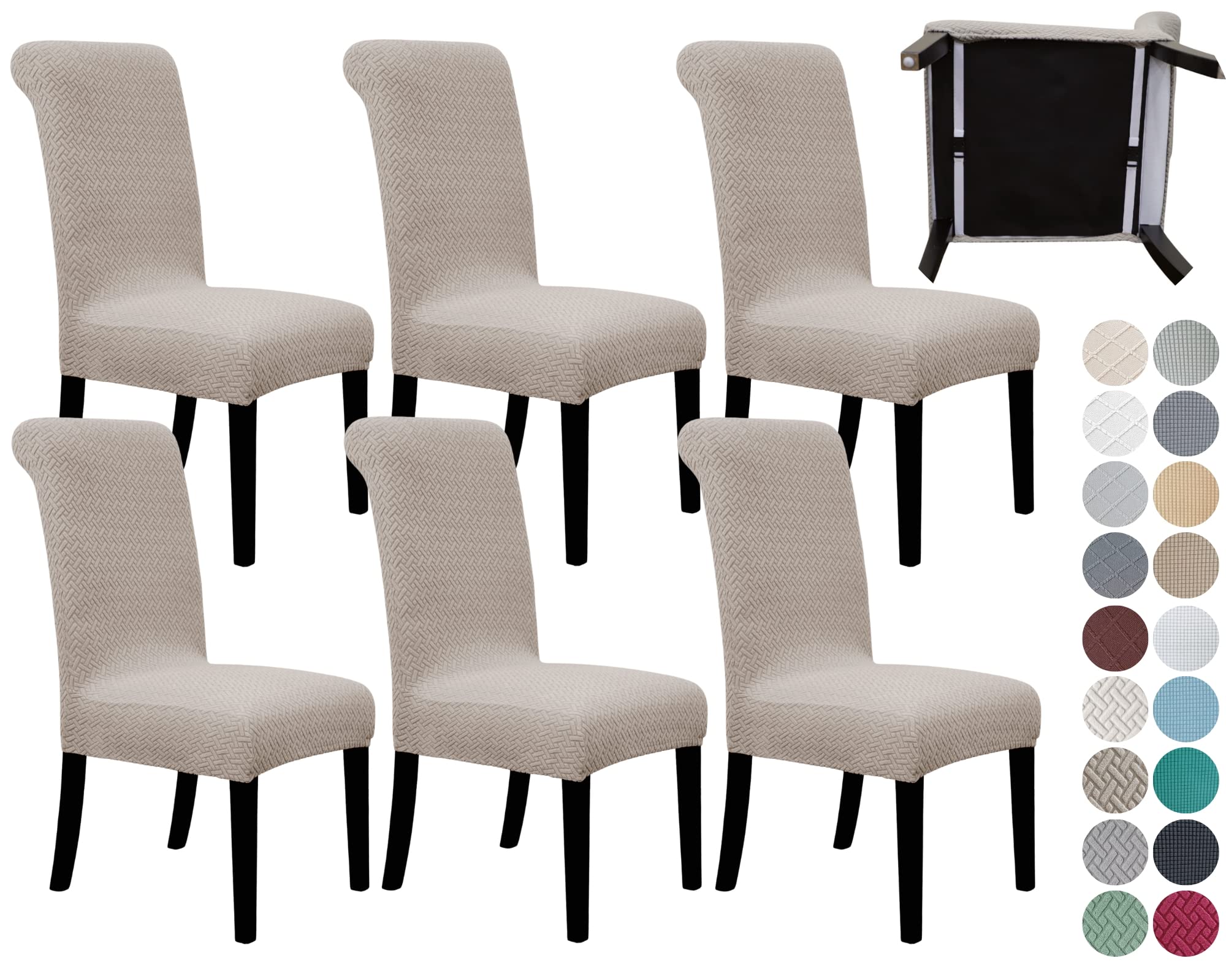 springrico 6 pack dining room chair covers with seat belt, stretch parsons chair slipcover washable kitchen dining chair cover removable seat protector set of 6, s3- taupe
