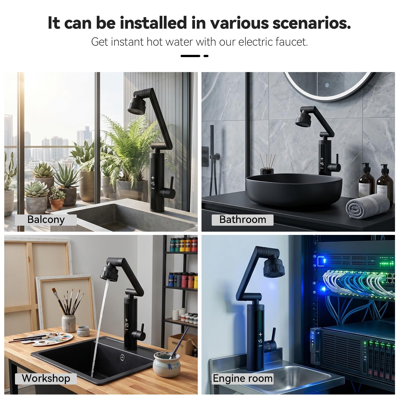 Robinet avec chauffe-eau instantané, robinet d'eau chaude électrique 230 V