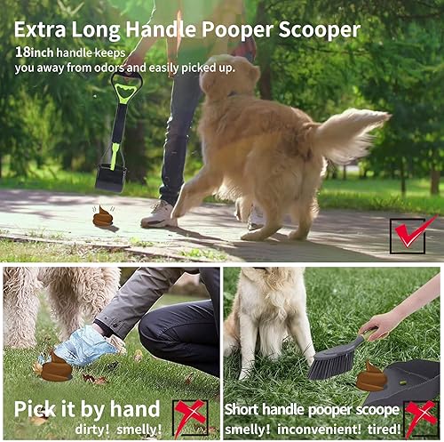 Miniatura 5 de HEAPETBON Pooper Scooper for Small Dogs 177 Long Handle Poop Scooper One-Hand Opertating Pet Pooper Scooper Foldable and Portable Easy to Use on