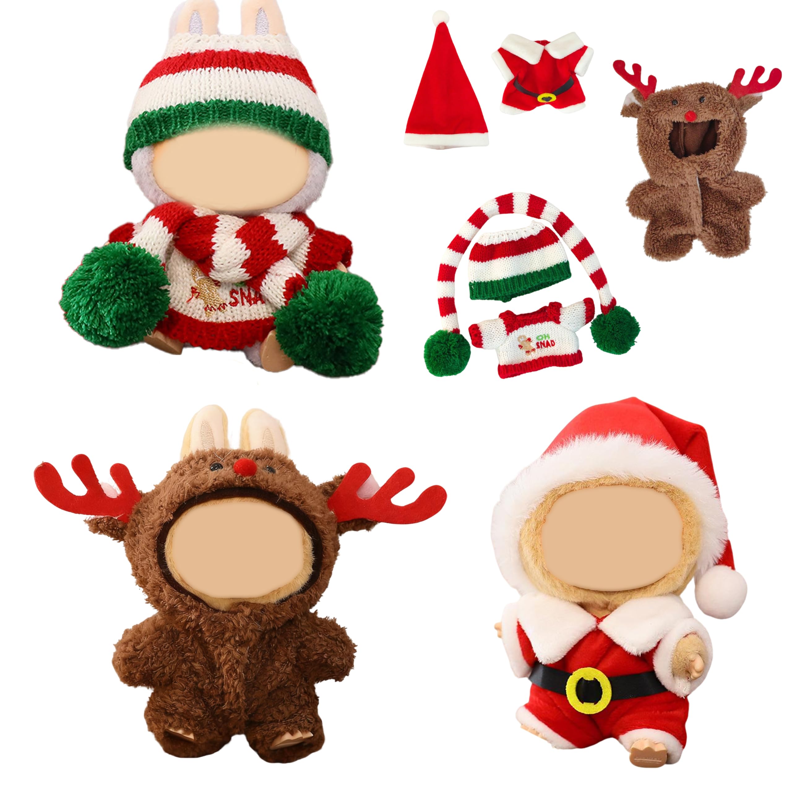 3 Pack Christmas Clothes for 17cm Doll (No Doll), Outfits for 15/17cm Dolls, Stylish Adorable Christmas Clothe Accessories