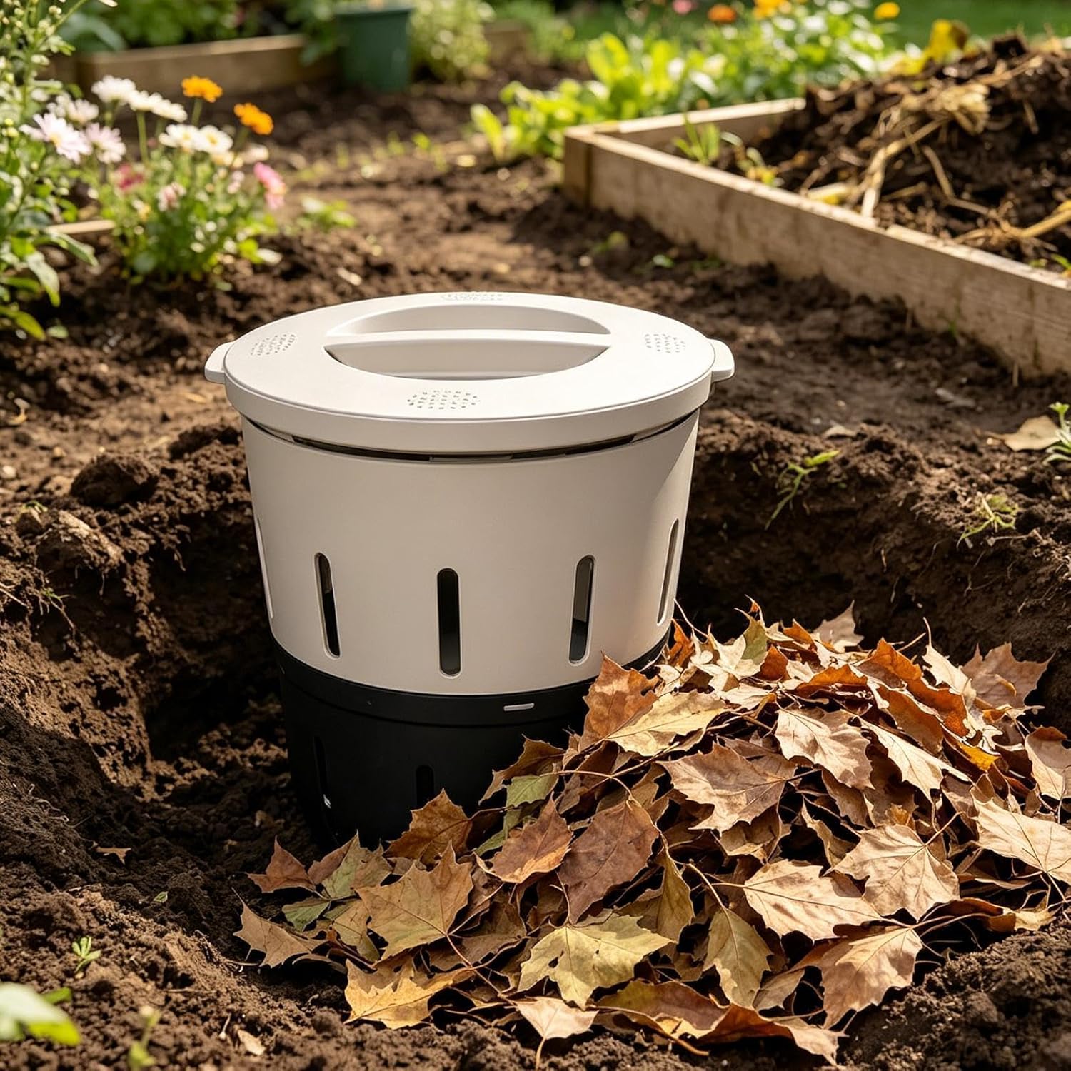 In Ground Worm Composter,3.3 Gallons Yard Composter | Small Vermicomposting Bin,for Gardeners Growers Homeowners Homesteaders Beginners Backyard School Projects Farm Lawn