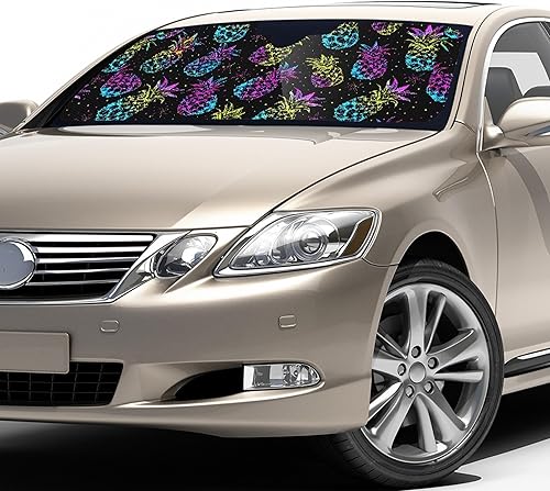 Miniatura 3 de CLOHOMIN Parasol para parabrisas delantero con estampado floral de mariposa azul elegante para automóvil, SUV, camión, protección UV y calor, ajuste