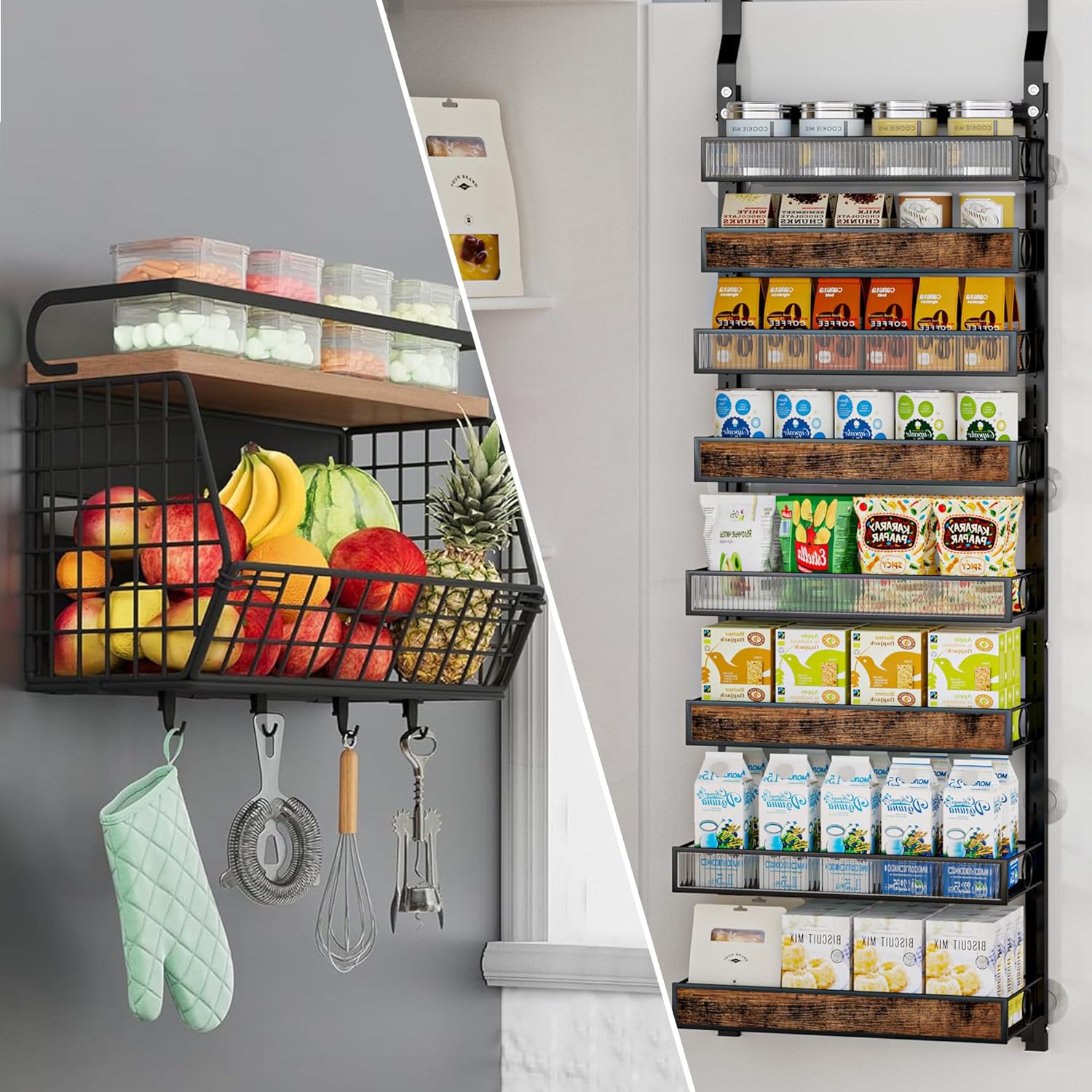 magnetic shelf for fridge & over the door pantry organizer