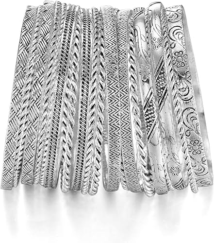 Miniatura 2 de Ensoul Juego de pulseras y pulseras de metal mixto azteca africano indio vintage para mujer, 192.68 pulgadas de diámetro