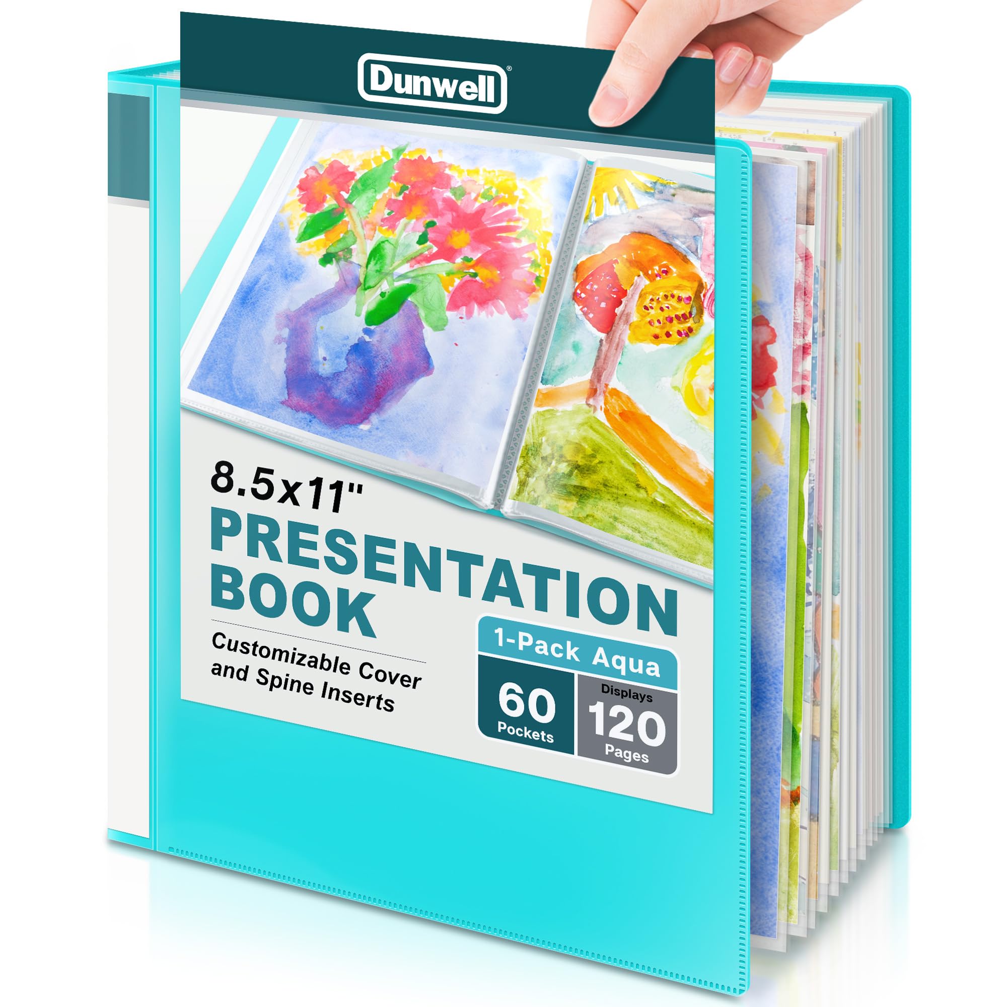 Dunwell Presentation Binder 60-Pocket 120 Pages 8.5x11 Plastic Sleeves Blue Model DISPLTR60