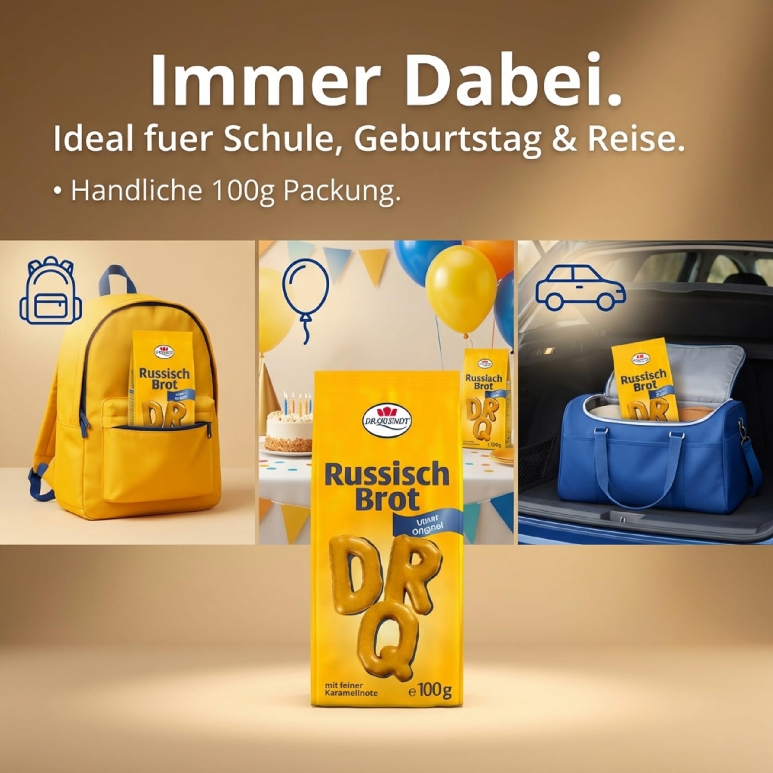 Dr. Quendt 15x Russisch Brot – Zartes Buchstabengebäck mit viel Karamell – Knusprig & leicht – Ideal für Schule, Geburtstag & Reise (1,5 kg)